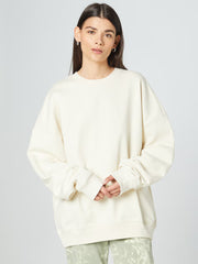 Cream oversized sweatshirt with dropped shoulders