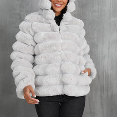 Randig mjuk jacka med huva