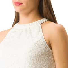 White lace halter top with rounded hem