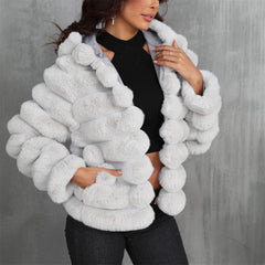 Randig mjuk jacka med huva