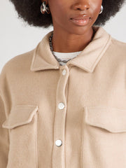 Beige shirt jacket with snap buttons