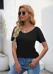 T-shirt with transparent stripes on the sleeves