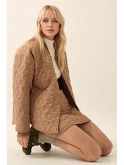 Beige quilted floral jacket