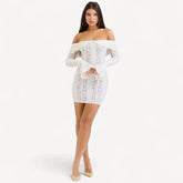 White floral lace mini dress