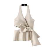 Champagnefärgad topp med band i midjan