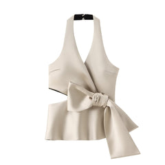 Champagnefärgad topp med band i midjan