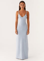Light blue long dress with narrow straps