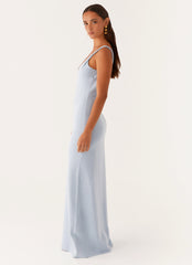 Light blue long dress with narrow straps