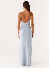 Light blue long dress with narrow straps