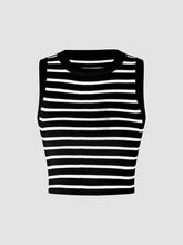 Ribbed striped sleeveless crop top