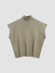 Short-sleeved knitted top with high neck