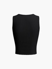 Ribbed cropped tank top with square neckline
