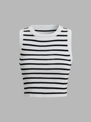 Ribbed striped sleeveless crop top