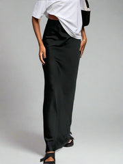 Elegant satin long skirt