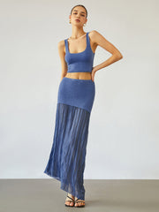 Sheer maxi skirt with mesh insert