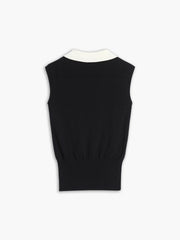 Sleeveless top with contrasting collar