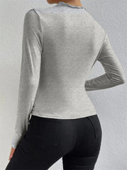 Long-sleeved draped top
