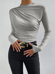Long-sleeved draped top