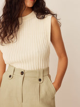 Cream ribbed sleeveless top