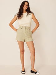 Cream ribbed sleeveless top