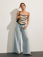 Beige and black zebra print tube top