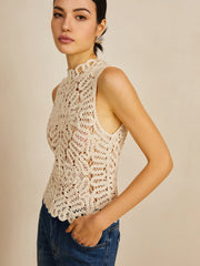 Sleeveless crochet lace top
