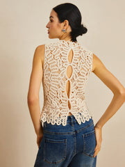 Sleeveless crochet lace top