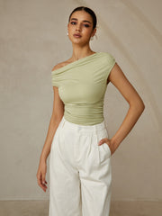 One-shoulder top with ruffle details