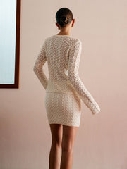 Two-piece knitted set with cardigan and dress