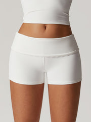 White ribbed yoga shorts
