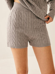 Grey cable knit shorts