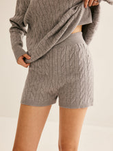 Grey cable knit shorts