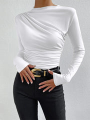 Long-sleeved draped top
