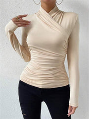 Fitted top with draped neckline