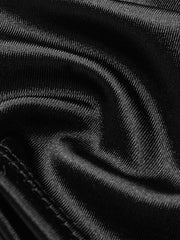 Black satin top with thin straps and V-neck