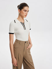 Ribbed polo shirt with contrasting details