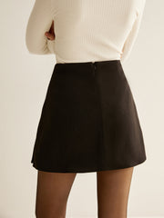 Pleated mini dress with decorative buttons