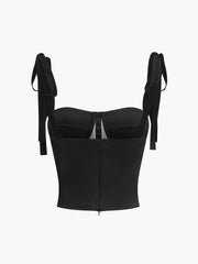 Mesh corset with bow straps on the shoulders