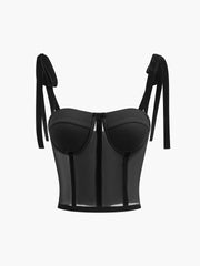 Mesh corset with bow straps on the shoulders