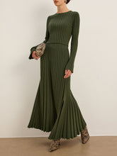 Ribbed set with long sleeve top and long skirt