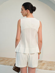 Pleated summer set with top and shorts