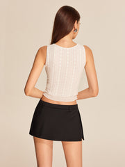 White lace top with pointed peplum
