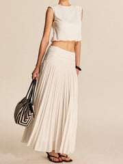 Pleated top and long dress set