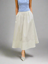White flared long skirt