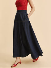 Long dark blue denim skirt