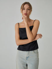 Elegant spaghetti strap top with straight neckline