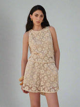 Beige floral lace set