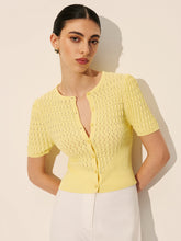 Short-sleeved knitted top with lace pattern