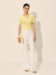 Short-sleeved knitted top with lace pattern