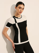 Black and white top with graphic pattern